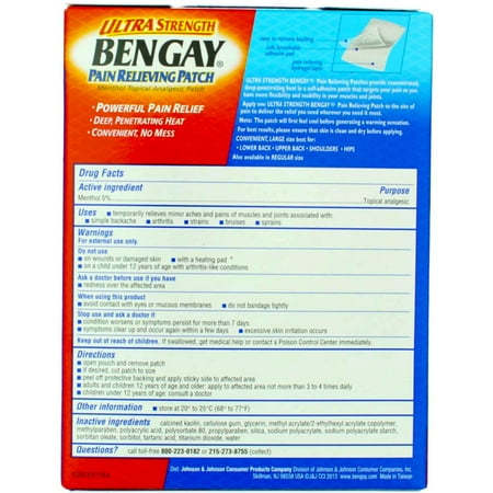 BENGAY Ultra Strength Pain Relieving Patches Large Size 4 Each (Pack of 4)