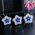 thumbnail image 2 of Fashion Silver Plated Blue Cubic Zirconia CZ Flower Pendant Necklace Earring Set, 2 of 9