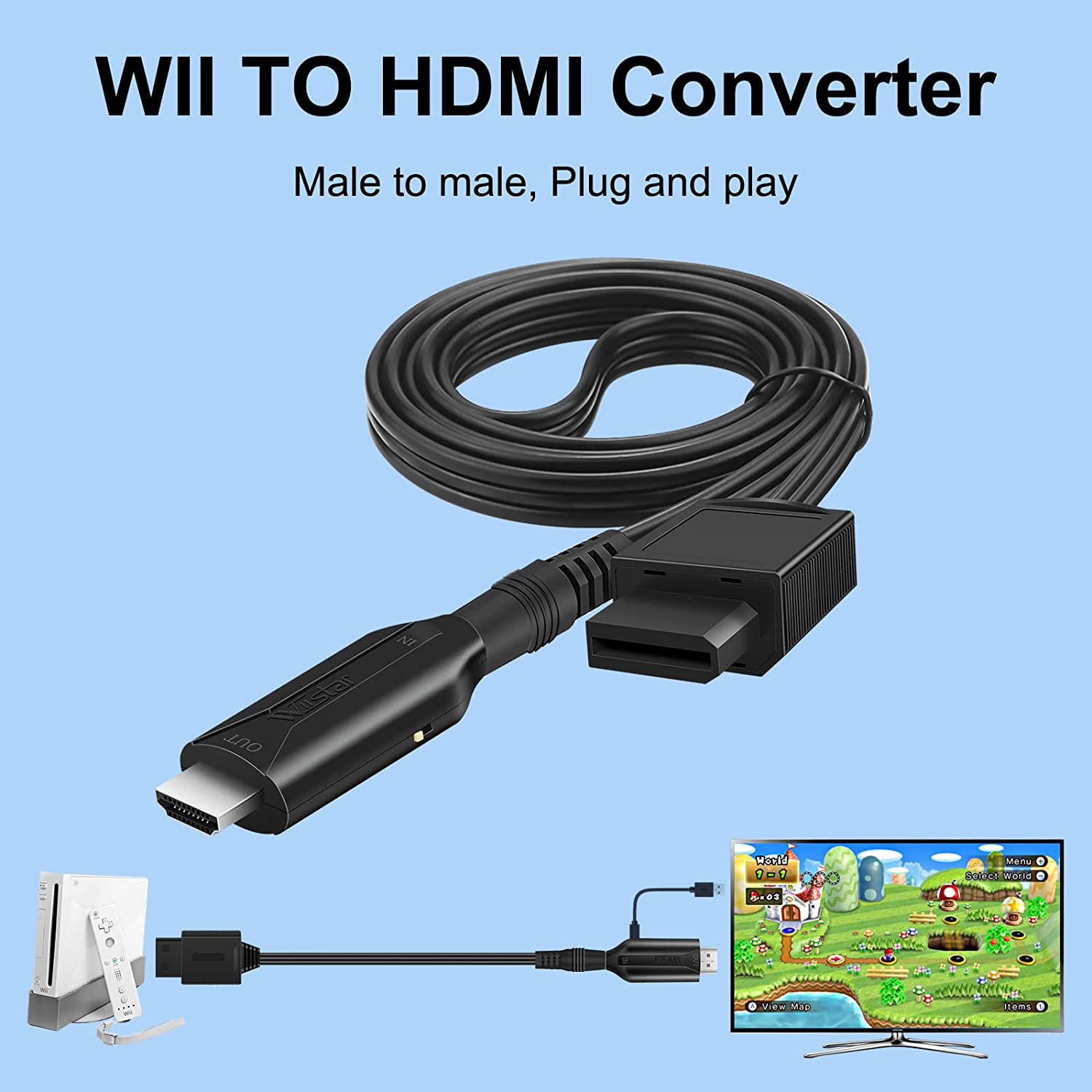 Convertidor Adaptador De Wii A Pc/Tv Hd Con Hdmi Malubero Color