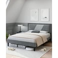 thumbnail image 3 of BEKAY Full Bed Frame, Tufted Platform Bed Frame with Adjustable Height Headboard, Velvet Mix Color Upholstered Bed Frame, Gray, 3 of 7