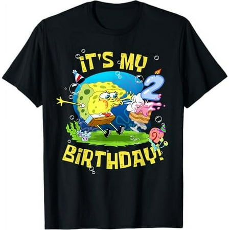 Mademark x SpongeBob SquarePants - Spongebob It's My 2nd Birthday Cake B-Day Baby Spongebob T-Shirt