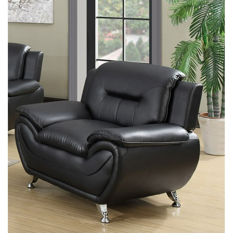 Free Shipping Uspridefurniture Sanuel 47.3 Wide Faux Leather Club Chair Black Walmart