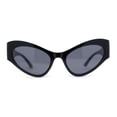 thumbnail image 2 of Retro Womens High Temple Thick Arm Plastic Cat Eye Sunglasses All Black, 2 of 4