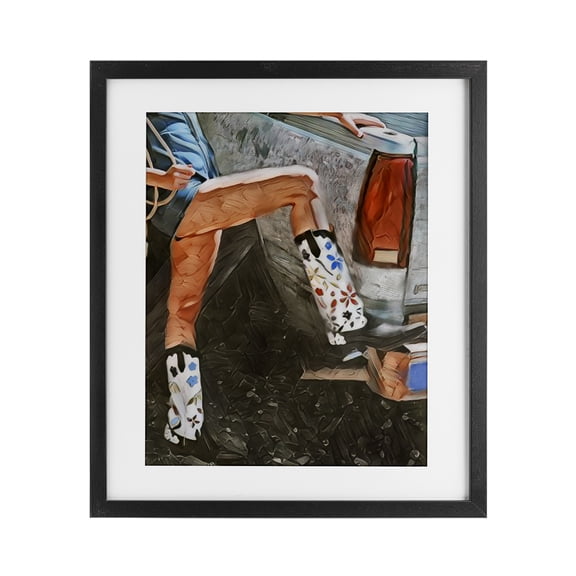 Round Up Cowgirl Boots Black Framed Print Under Glass, design by Jesse Keith
