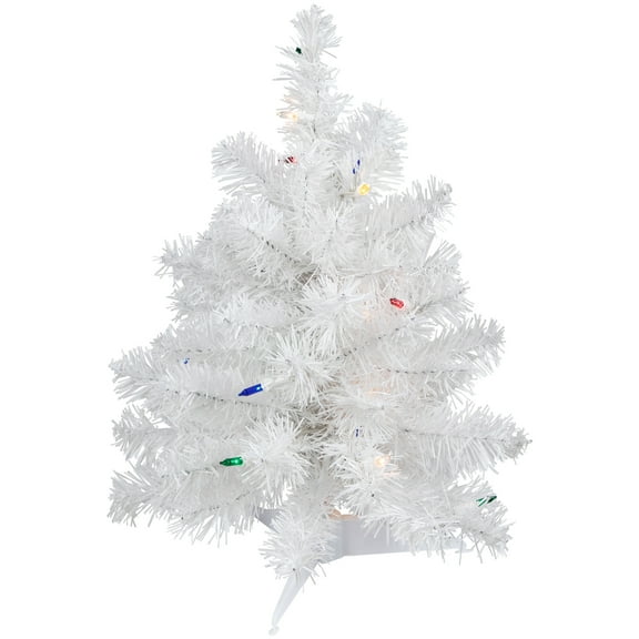 1.5' Pre-Lit Frosted Artificial Christmas Tree - Multicolor Lights