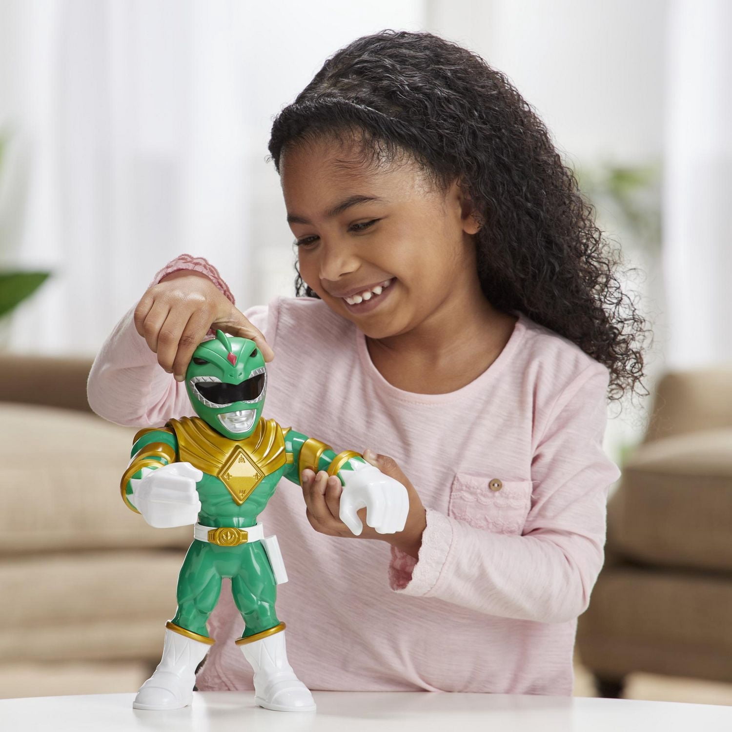 Playskool Heroes Mega Mighties Power Rangers Mighty Morphin Power Rangers - figurine Ranger vert de 25 cm, jouet de collection, enfants à partir de 3 ans