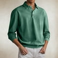 thumbnail image 2 of Polo T Shirts for Men Casual Long Sleeved Solid Color Button Collared Tops Thin Loose Fit Breathable Mens Shirts, 2 of 5
