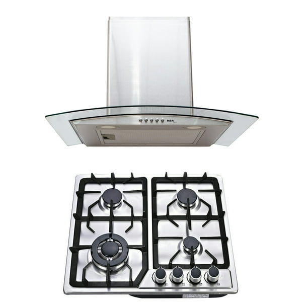 Combo Parrilla a Gas Disa Home 4 Quemadores Acero Inox y Campana Cristal 60 cm PAEM4/CAMPC60C