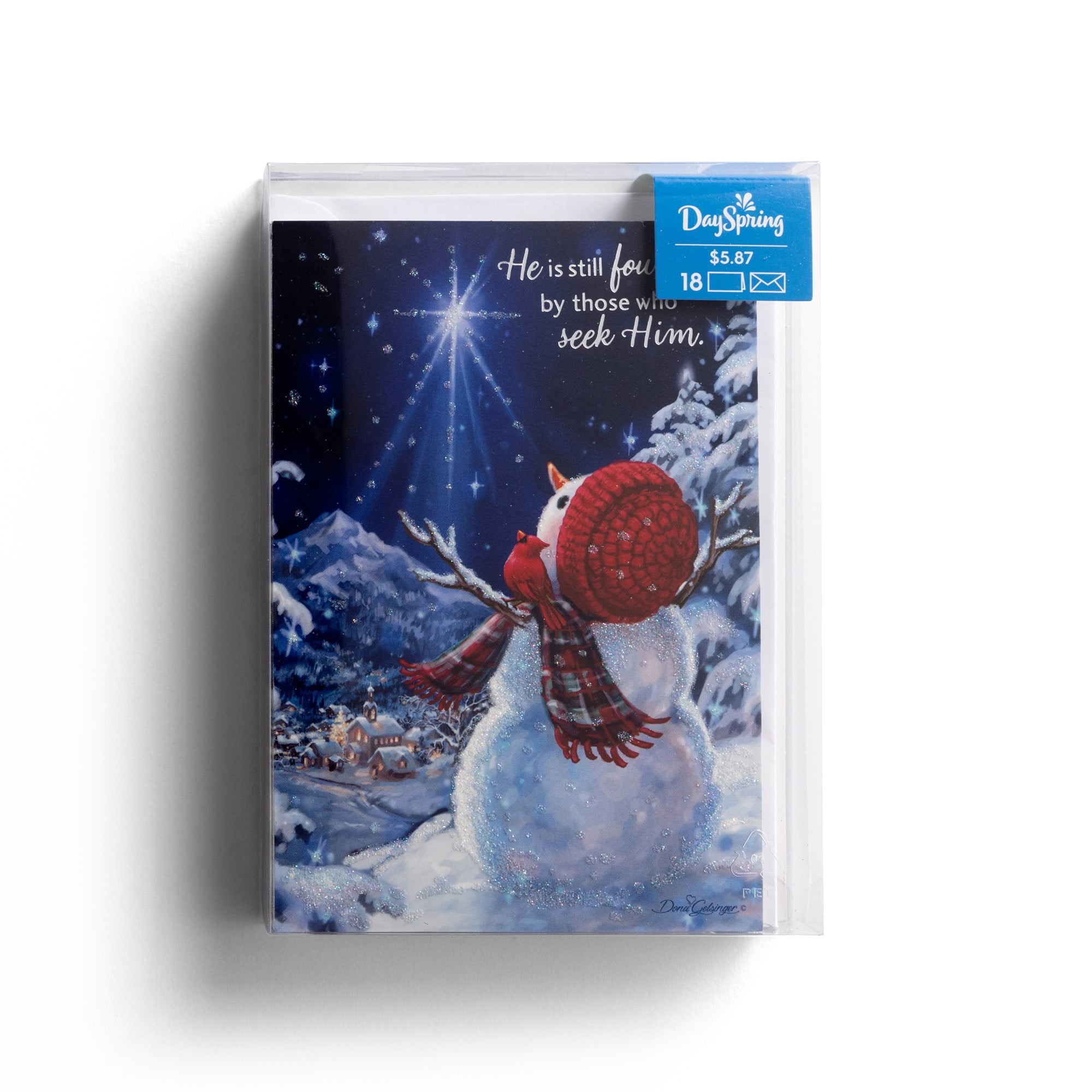 DaySpring 18 Inspirational Christmas Boxed Cards, Dona Gelsinger Snowman, KJV