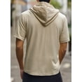 thumbnail image 5 of Xijirk Mens Shirts,Short Sleeve Hoodie Shirt Casual Solid Color Open Front Cardigan Style Loose Soft Knit Layering Top,Shirts for Men,Khaki,2XL, 5 of 5