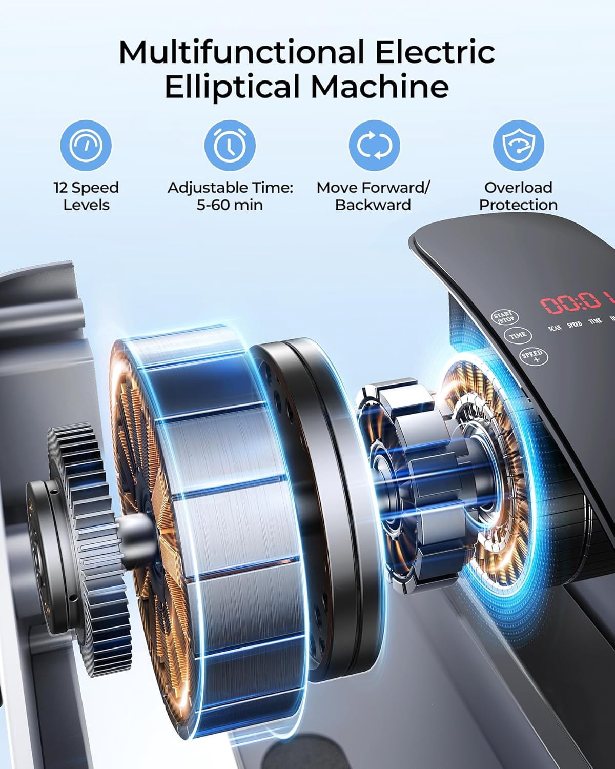 UPGO Under Desk Ellipticals Electric, Elipse Leg Exerciser for Seniors Fully Assembled, Seated Pedal Exerciser with Remote Control & Non-Slip Pedals