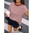 thumbnail image 5 of Gynyvoja Womens Oversized Striped T Shirts Short Sleeve Casual Crewneck Summer Y2K Clothes Red - In Stock M, 5 of 6