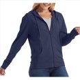 thumbnail image 3 of Sudadera con Capucha y Cremallera de Punto Flameado para Mujer, Camiseta Texturizada con Cremallera para Mujer Azul Marino L, 3 of 8