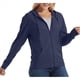 thumbnail image 3 of Sudadera con Capucha y Cremallera de Punto Flameado para Mujer, Camiseta Texturizada con Cremallera para Mujer Azul Marino XL, 3 of 8