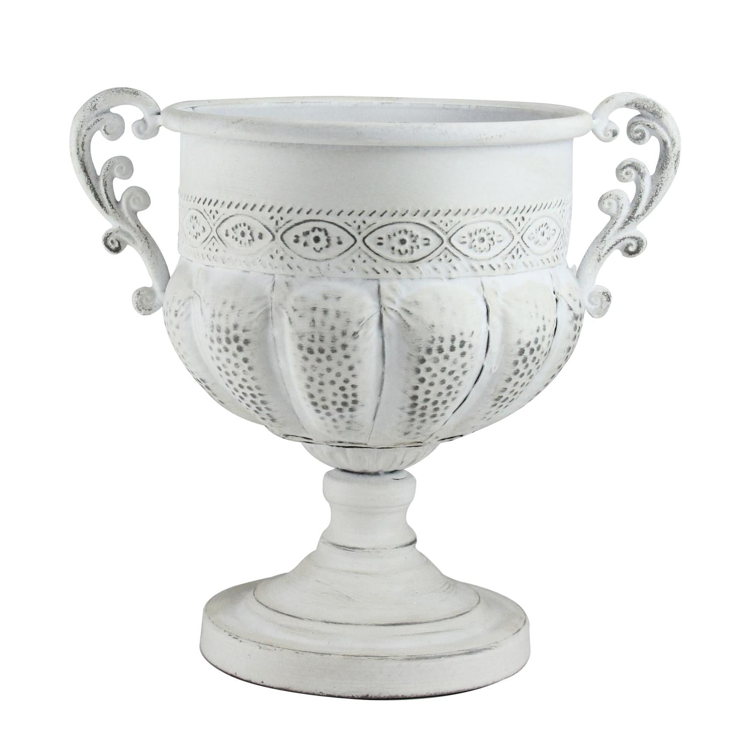 10.75 Roman Inspired Distressed Creamy White Decorative Urn Planter by Allstate