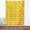 thumbnail image 4 of Tropical Fabric by the Yard Upholstery, Natural Demonstration with Abstract Papaya and Plants on Yellow, Decorative Fabric for DIY and Home Accents, Yellow Dark Coral by Ambesonne, 4 of 5