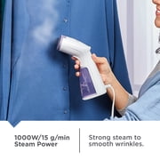 BLACK+DECKER Compact Handheld Garment Steamer, 1000W, 30-Second Heat Up, 6-Minutes of Continous Steam, 10.8 fl oz Detachable Water Tank, Lavender & White