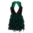 thumbnail image 3 of WILLBEST Vestido Floreado Mujer Vestido De Plumas Con Lentejuelas Y Falda Mochila Con Escote En V Profundo Para Mujer, 3 of 3