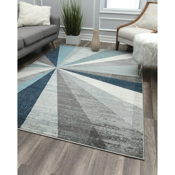 Rugs America Kaia Collection Hale Blue Ka20a Contemporary Geometric Area Rug 8 0 X10 0 Walmart Com Walmart Com