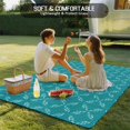 thumbnail image 4 of Teal Morocco Outdoor Rug 5x7 Ft - Reversible Patio Rug Outdoor Camping Rugs, Geometric Leaf Diamond Lattice Abstract Washable Indoor Outdoor Area Rugs, Non-Slip Outdoor Carpet Runner for Deck/Porch, 4 of 8