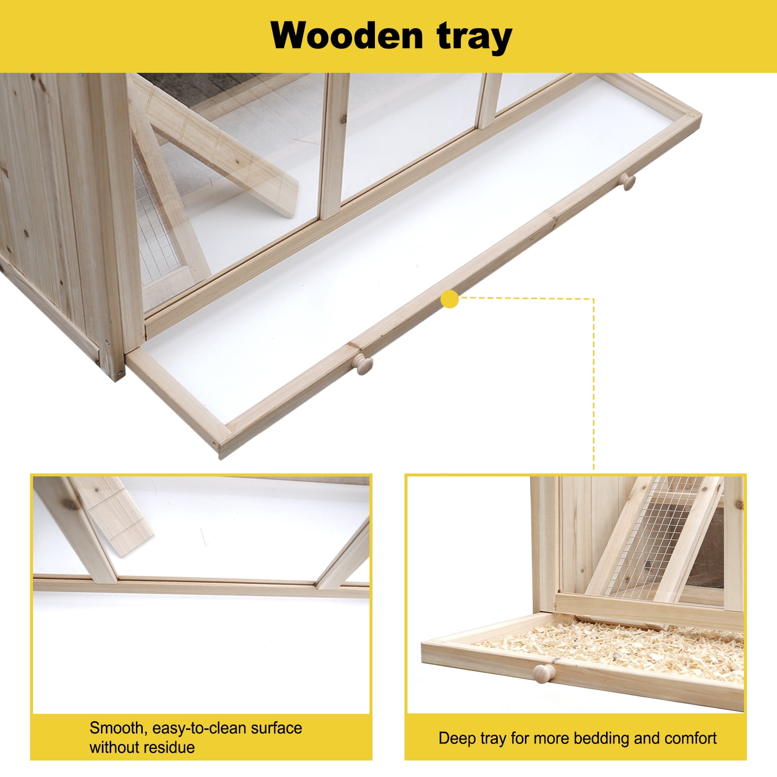 Large Wooden Hamster Cage with Acrylic Windows and Deep Tray, Multi-Level Small Pet Habitat for Syrian Hamsters and Guinea Pigs, Natural
