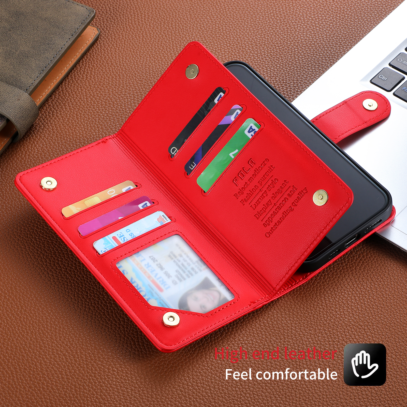 Case for Sharp Aquos Android One S5 Wallet phone case with zipper pocket, wrist strap, flip cover and built-in card slots.