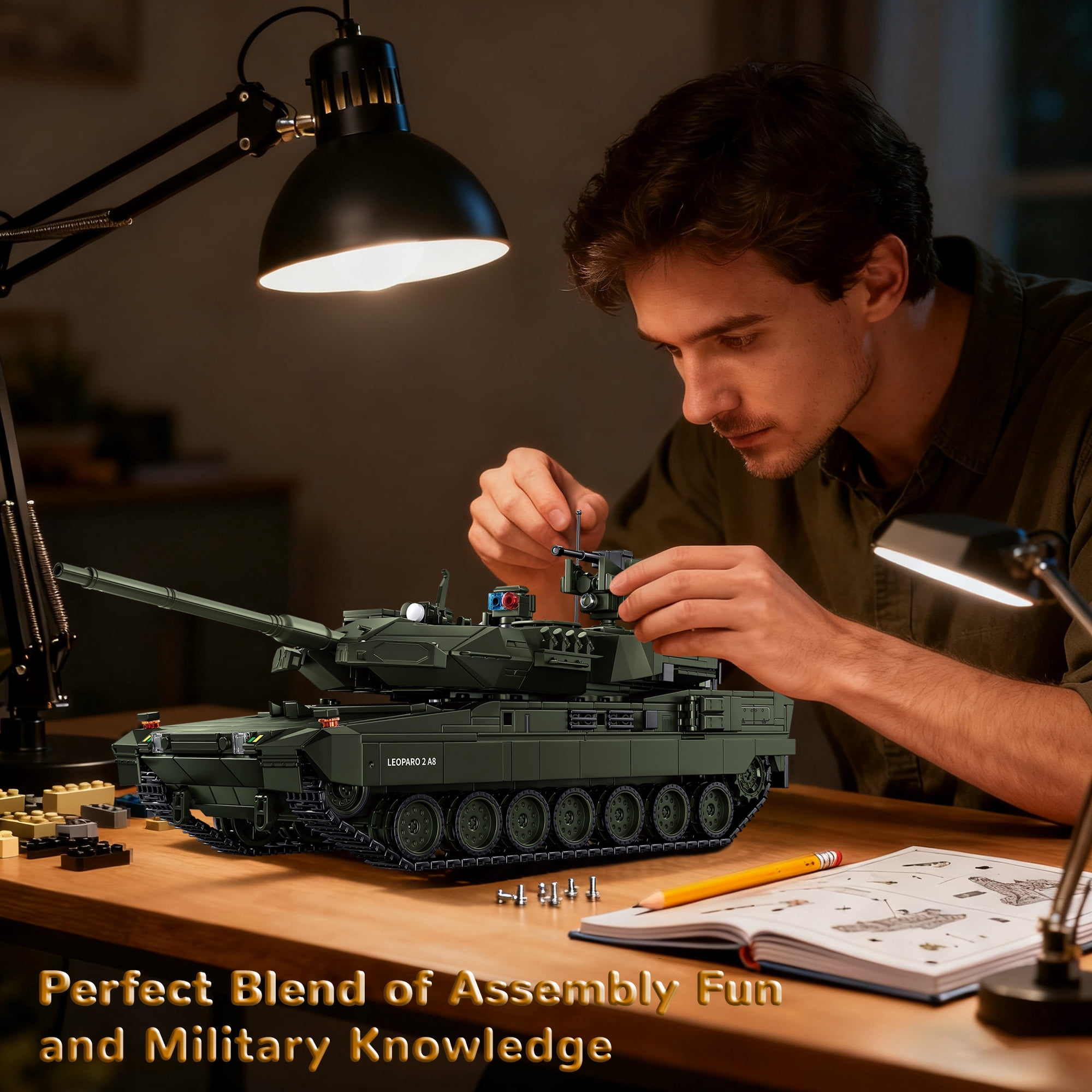 Remocguys Leopard 2 A8 Army Tank Building Sets, Compatible with Lego Military Vehicles Kits Model Collectible for Boys Adults -2306Pcs