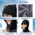 thumbnail image 3 of Mens Hat Fleece Lined, Winter Hat Scarf Mask Set, Mens Winter Hat, Knitted Warm Earmuff hat Black One Size, 3 of 5