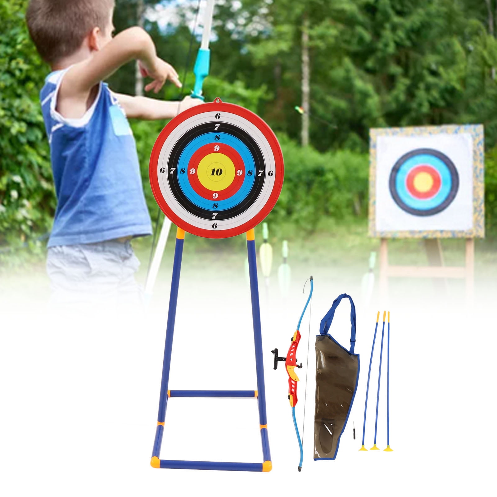 LIGHTAOTAO Jeu de Tir à l'arc pour Garçon et Filles Vert, Arc en Plastique Flèches à Ventouse, Corde Réglable, Poignée Lisse, Jouet de Plein Air Sécurisé pour Loisirs et Entraînement