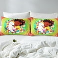 thumbnail image 3 of Erosebridal Unicorn Fitted Sheet African Black Fitted Bed Sheet Full Cute Afro Bed Sheets Rainbow Colorful Floral Decor Bed Sheets With 2 Pillow Cases, 3 of 5