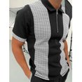 thumbnail image 1 of Plaid Polo camisa de los hombres Casual de talla grande manga corta Top foto Color S Eccomum PLS-3 Negro XXXL, 1 of 3