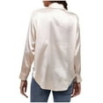 thumbnail image 3 of Women's Spring Satin Shirts Buttons Lapel V Neck Long Sleeve Tunic Blouses Solid Color Trendy Casual Tops Rose Gold,XL, 3 of 6