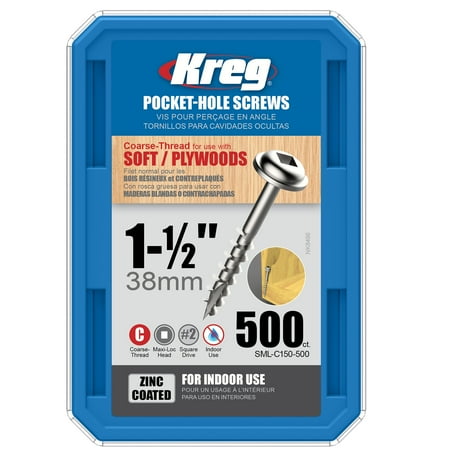 Kreg #8 x 1-1/2 in. Washer-Head Pocket Screws (500-pack)