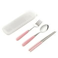 thumbnail image 2 of Stainless Steel Chopsticks Spoon Fork Cutlery Set Ceramic Handle Portable Tableware with Case for Travel Home Camping (Pink), 2 of 7