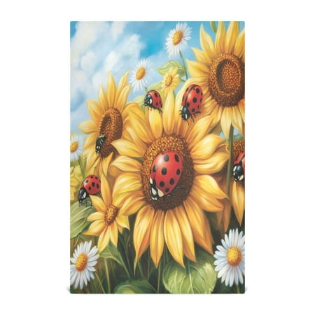 

6-Pack Decorative Kitchen Towels - Absorbent Dish Cloths 28x18 Inches Quick-Dry Polyester with Hanging Loop，Sunflowe