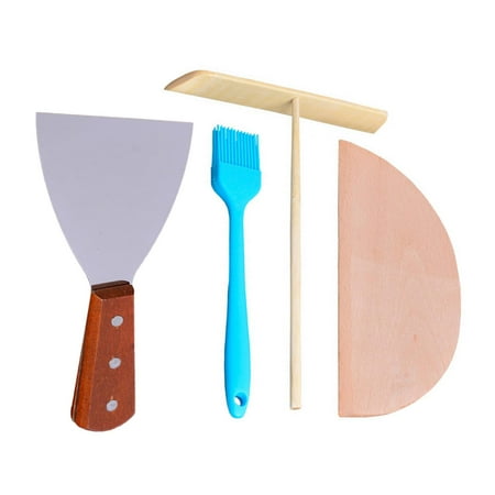 

4x Crepe Spreader Cooking Scraper Spreader Distributor Batter Food Utensil Wooden for Restaurant Cooking - Triangular Shovel