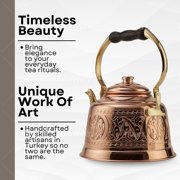 DEMMEX 1.6 Qt Heavy Gauge Solid Copper Tea Kettle – 1mm Thick Handmade Turkish Stovetop Teapot with Brass Handle (Engraved)