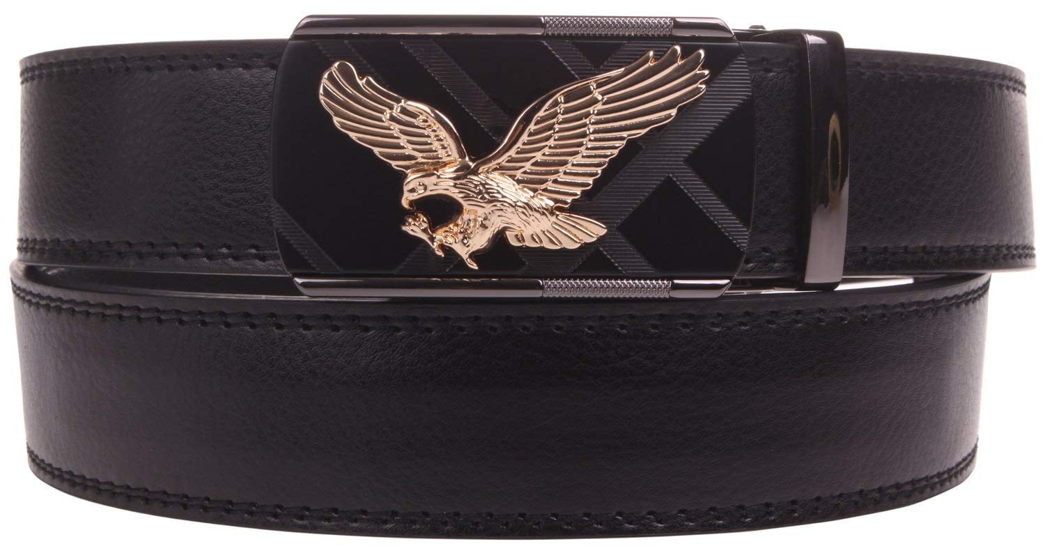 Many Styles Available Enimay Black Genuine Leather No Hole Ratchet Belt Formal