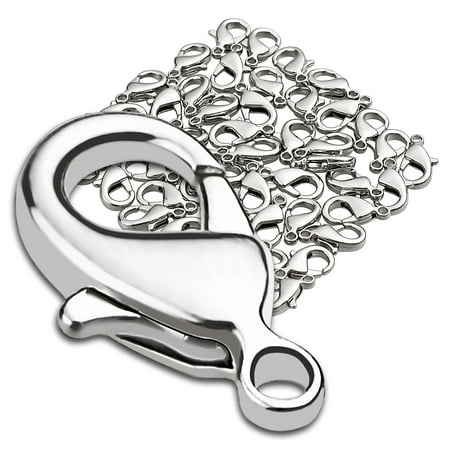 Silver Safety Clasp - Insten 50 Pieces Lobster Clasps, Silver, 12mm