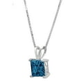 thumbnail image 2 of 1.5 ct Brilliant Princess Cut Solitaire Natural London Blue Topaz 14k White Gold Pendant with 16" Chain, 2 of 4