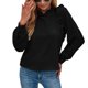 thumbnail image 1 of Top informal de manga larga con adornos de volantes, blusa holgada con abertura en la espalda y puños, blusa de manga larga para mujer, color negro XL, 1 of 6