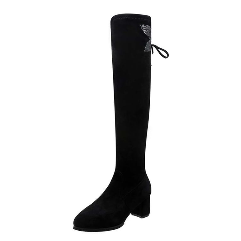 Buy Friends Like These Black Faux Suede Kitten Heel Formal  Black Suede 3 inch heel Over The Knee Boots main image 1