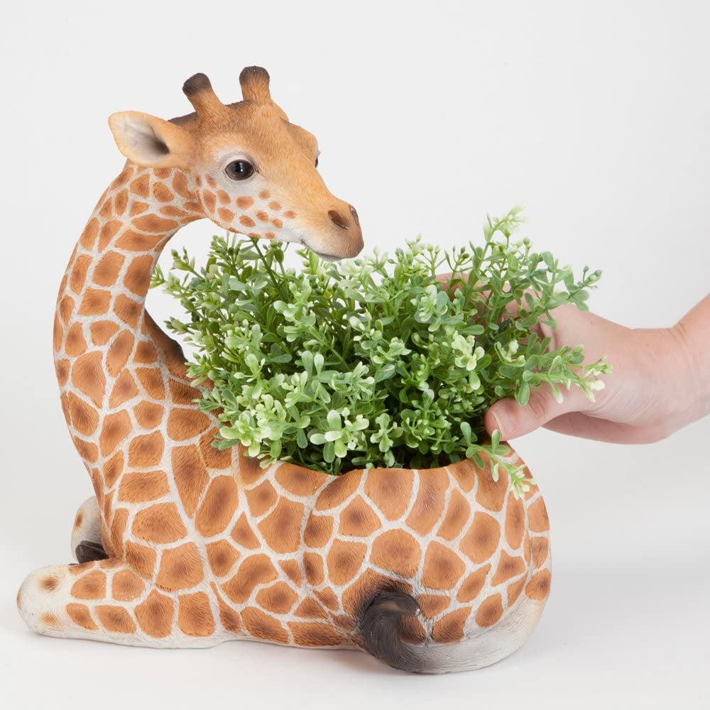 Bits and Pieces Giraffe Wildlife Safari Planter with Indoor/Outdoor Decoration