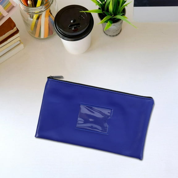 HEATSHAKING Blue Money Pouch with Zipper for Invoice Storage 2Pcs 11.0x6.3x0.4In