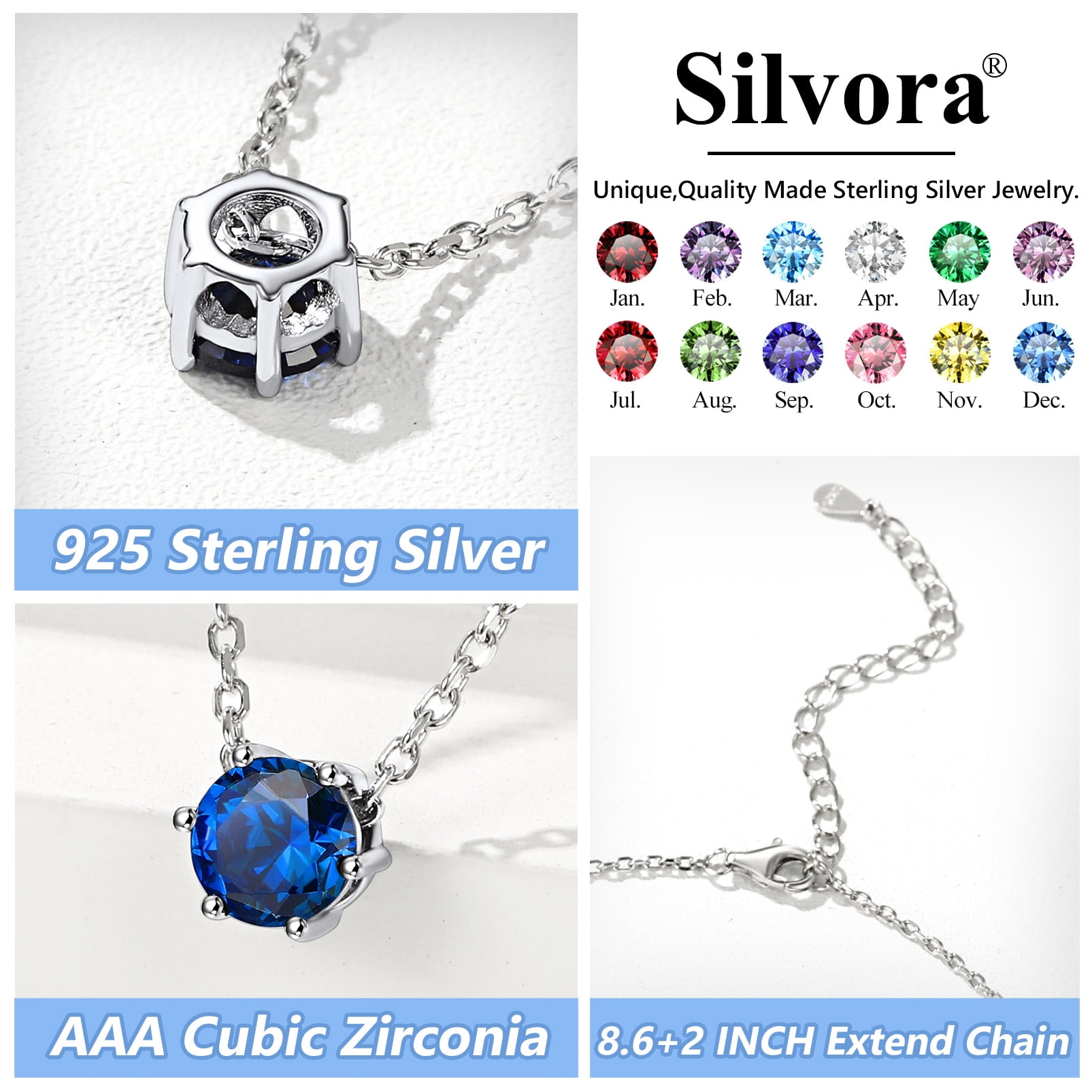 Silvora Shiny Birthstone Anklets 925 Sterling Silver Anklet Bracelets with Round October Tourmaline Birthday Christmas Jewelry Gift