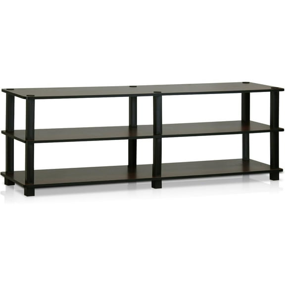Turn-S-Tube No Tools 3-Tier Entertainment TV Stands, Dark Brown and Black, Square Corner/Wide