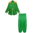 thumbnail image 4 of Mufeng Men's Sergeant Pepper Jacket Musician Cosplay Jacket Zipper Front Satin Jacket Coat with Harem Pants Green XXL, 4 of 5