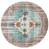 SAFAVIEH Crystal Jessamine Oriental Area Rug, Cream/Turquoise, 7' x 7' Round