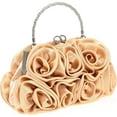 thumbnail image 7 of Women Flower Clutch Purse Rose Satin Evening Handbag Small Purse with Detachable Chain Strap for Wedding Party, 7 of 7