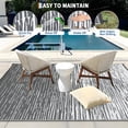 thumbnail image 6 of HIWEAVER 9' x 12' Gray/White Outdoor Rug PP Plastic Straw Woven Waterproof Patio Rug with Border Portable Outside Carpet for Balcony Deck Picnic Garden Decor, 6 of 6